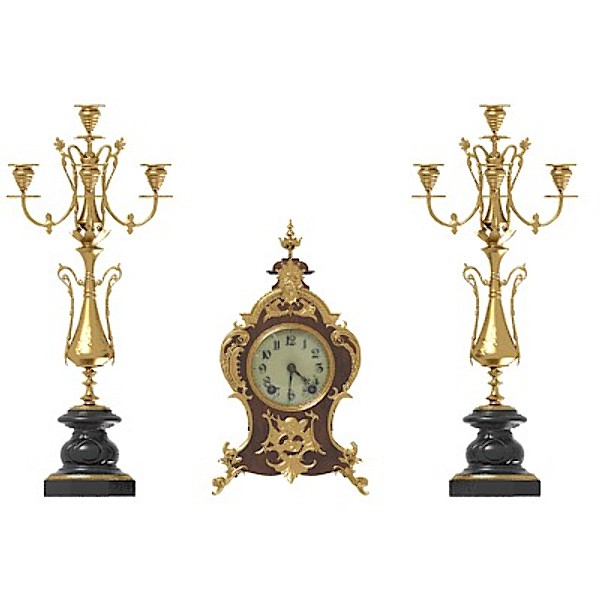3d model of fireplace clock classic candelabra - Fireplace clock Classic  and candelabra by shop3ds